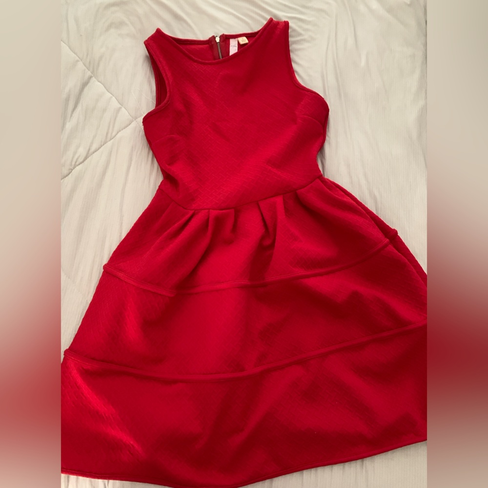 Francesca's Collections Bold Red Textured Sleeveless Dress